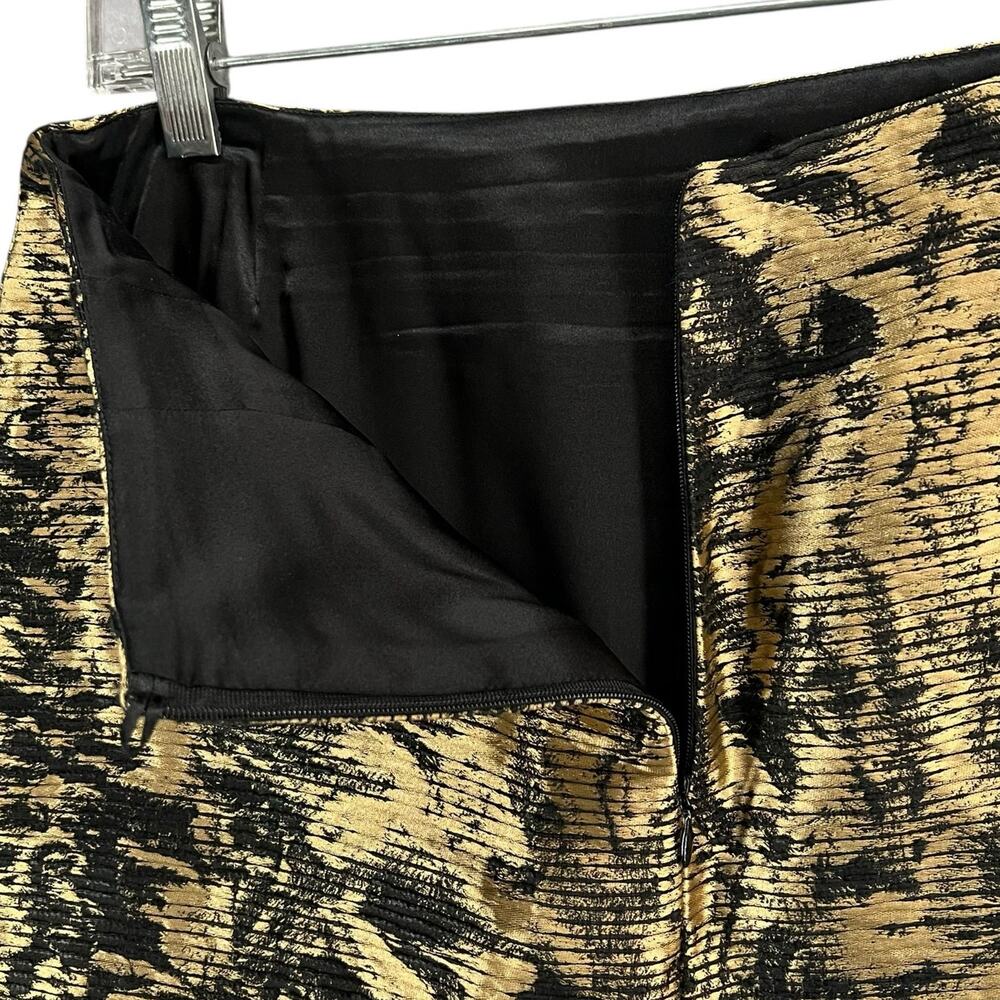 Escada‎ Pencil Skirt US 4 Black Gold Linen Silk Blend Brocade Abstract Glamour - Picture 5 of 16